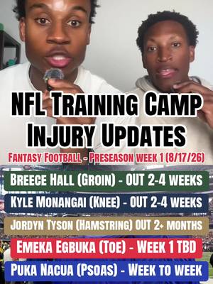 Injuries are ALREADY PILING UP in fantasy football. Including Breece Hall, Kyle Monangai, Jordyn Tyson, Emeka Egbuka, Puka Nacua, Devonta Smith, and Jaylen Waddle #fantasyfootball #fantasyfootballadvice #breecehall #jordyntyson #emekaegbuka 