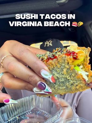 @kyushusushivb has the viral sushi tacos, have you tried them 👀 I thought they were good, nice crunch, and a good size in my opinion.  They taste exactly how you would expect, like a deep fried sushi roll!  Very nice staff and they are $8 each. Check them out 💙 Note I asked for no yumyum or spicy mayo on my Tacos. Ratings:  Nevada Taco 7.5/10 Dallas Taco 6.5/10 Custom Taco 7/10 • • #757 #stormchasers #hamptonroadsva #vabeach