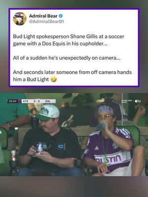 The way he nervously looked at the Dos Equis after he was handed a Bud Light 🤣 #shanegillis #budlight #dosequis #beer #beerme 