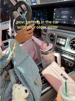 this must be how my little brothers feel being in my car 😭💀💕 all the pink stuff hahaha #sisters #oldersister #pinkaesthetic #gwagon #sisters 