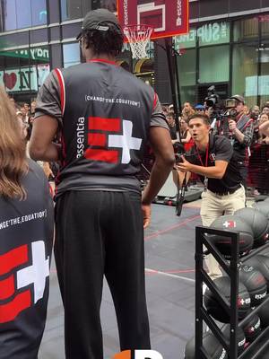 OG HELPED RECREATE THE GAME-WINNING TIP-IN! OG Anunoby was in the Jalen Brunson role, taking the shot, this time around to recreate his iconic 2026 NBA Finals Game 4, game-winner! 🎥🗽 Mikey Domagala: “OG, what did you think of the tip?”  OG Anunoby: “Oh that was amazing! That was pretty cool!”  OG, who partnered with @essentiawater, played a bunch of basketball quick-games at a pop up event in New York City’s Times Square! 