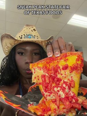 Let’s try out some of the food finalists @statefairoftx Big Tex Choice Awards 🤠✨ I actually LOVED so much of the food and drinks even though we have some crazy combos this year 🍕🔥 Food Mentioned: Nevin’s Peach Bellini Soft Serve Float @nevinsconcessions  Berry Me in Matcha Cheesecake  @drizzlecheesecakes  Tropical Coco Fresca @fruteriacano  Nacho Wings by Cody & Lauren Hays Flamin’ Crunch Pizza @tommygcatering  Fletcher’s Chocolate Corny Dog @fletcherscornydogs  Golden Crunch Melt by Tony & Terry Bednar  What are you most excited to try at the fair?  @bigtexnews, thank you for having me!  #100thingsindallas #thingstodoindallas #statefairoftexas #bigtex 