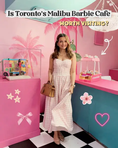 You’ve probably seen the aesthetic videos of @Malibu Barbie Cafe , so here’s the inside scoop - your tickets cost $41.54 and  include a 90 minute seating, $10 food credit and a $5 merch credit.  If you’re a Barbie fan who loves dressing up and taking cute pics, this immersive, photo-friendly attraction is for you 🌸 📍 70 The Esplanade, Toronto M5E 1M1 #thingstodointoronto #barbiecafe #barbiefan #pinkaesthetics 