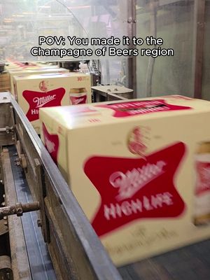 It’s ok, you can stay. Our new cans are mesmerizing.  #millerhighlife #beer #logo #factory #assemblyline 