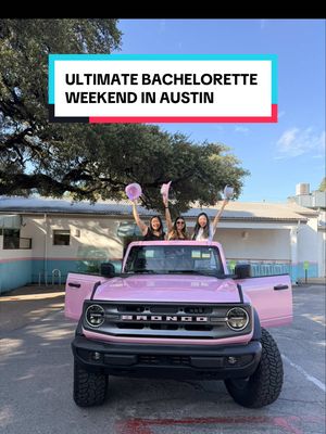 Ultimate girls' weekend guide to Austin, Texas 🩷
 Austin is one of the top bachelorette destinations — and we just found the cutest way to do it. Booked this pink Ford Bronco through Ride Auto and they dropped it right off to us. No counter, no line, no "midsize or similar" — just the exact car we wanted for the weekend. Austin is one of the first cities in the country to get Ride, so consider this your heads up! 
 Here's everything we did:
 〰️ booked the pink Bronco on Ride — the exact car you want, delivered to you
 〰️ ate our way through Austin — barbecue, tacos, and queso
 〰️ boat day on Lake Travis
 〰️ sang our hearts out at Pete's Dueling Piano Bar (get the Premier Cadillac package for the bride — custom marquee sign + champagne)
 〰️ two-stepping at White Horse (free lessons Thursday–Saturday at 7pm) 
 Save this for your next Austin girls' trip 🩷 
 10% off your first booking on Ride with code: KOKO10
 
 #ad #austintexas #austinbachelorette #girlsweekend #thingstodoinaustin 
