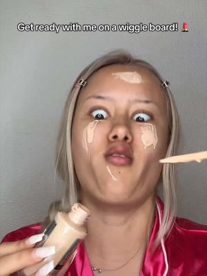 GRWM ON A WIGGLE BOARD 🫨🫨🫨🫨 #makeupchallenge #makeup #beauty #BeautyTok #trend