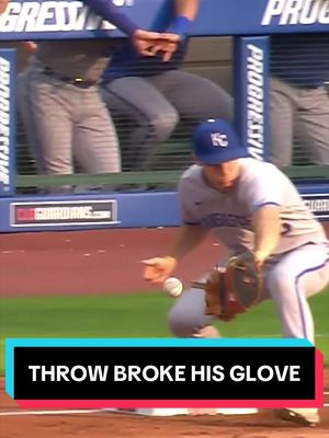 Have you ever seen a baseball glove break mid-play?! This Bobby Witt Jr. throw busted the first baseman's glove 🤯 #MLB #baseball #wow @Kansas City Royals 