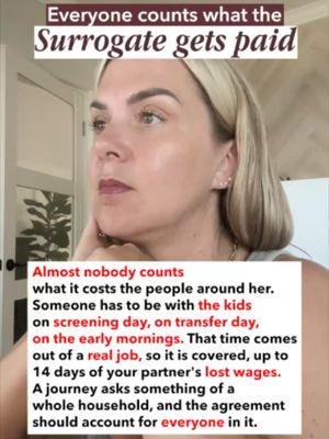 When you think about surrogate compensation, don’t forget the second person whose time may be affected: her partner. Appointments, childcare and important journey days can mean missed work and some programs provide lost-wage support for that time. The headline number doesn’t always tell the whole story. #surrogacy #surrogate #surrogatecompensation #gestationalcarrier #becomeasurrogate #surrogatelife #surrogatemother #surrogatejourney #surrogacyjourney