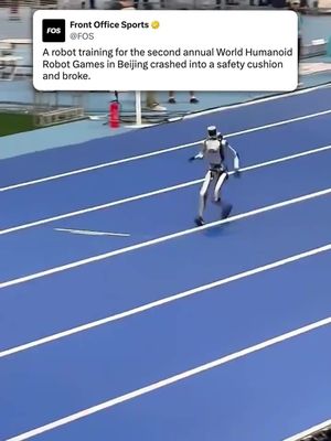 Ahead of the second annual World Humanoid Robot Games in Beijing, one of the machines crashed into a safety cushion and broke. The games will be held from Aug. 22-26 with events spanning competitive categories like football, gymnastics, martial arts, and more.   🎥 ErenChenAI/X