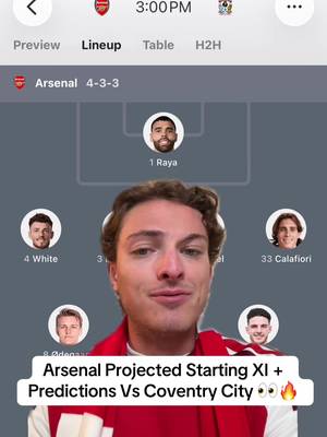 Arsenal projected starting xi to face Coventry 👀🔥 #arsenal #arsenalfc #arsenalfan #PremierLeague #epl 
