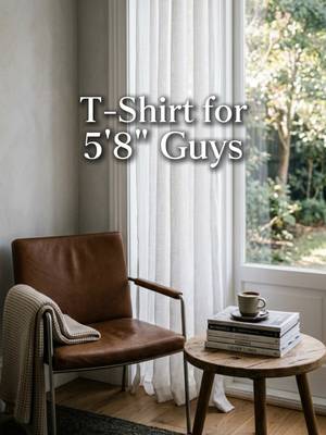 T-shirt fitting for 5'8" guys. For a perfect fit that elevates your entire look, opt for a cropped tee. What's your go-to t-shirt length? #mensfashiontips #mensoutfits #fashionhack #styletips #mensstyleguide 