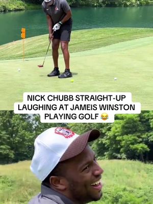 Nick Chubb couldn’t help but smile watching Jameis Winston miss a putt 😂 #nickchubb #jameiswinston #browns #gol #nfl  🎥 @Cleveland Browns 