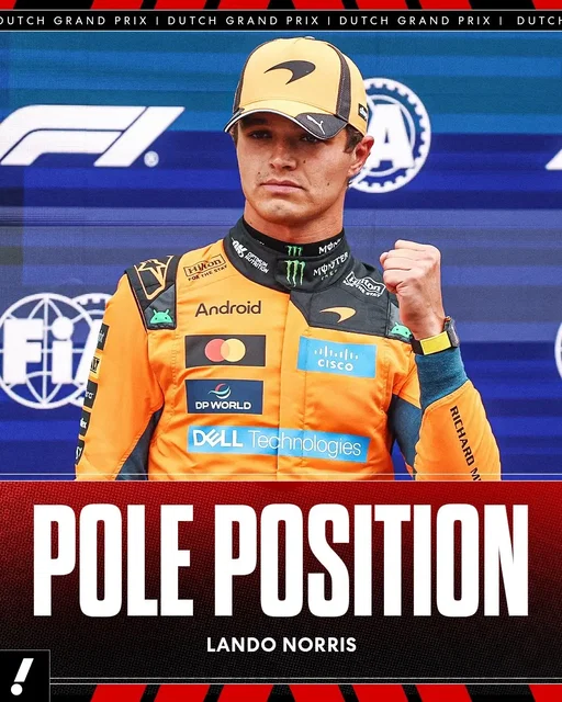 Lando Norris takes pole position as the stage is set for Sunday's Dutch Grand Prix 🇳🇱 Norris will look to turn a strong qualifying run into a win on Sunday 👀 #landonorris #dutchgrandprix #netherlands #f1