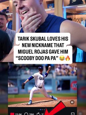 Tarik Skubal told me he’s a fan of his new nickname “Scooby Doo Pa Pa” that Miguel Rojas and the Dodgers gave him: “It’s funny, lighthearted… he’s a ton of fun to be teammates with. It came right to his mind when we were on the bus so it stuck.” “They play it for every strikeout too, I got some video of my boys dancing to it before the game today.” The Dodgers clubhouse was playing “Scooby Doo Pa Pa” on the speakers before Skubal spoke to the media 😂 #dodgers #losangeles #MLB #music #dodgerstadium 