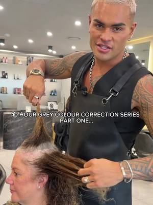 YOU ASKED FOR IT, WE DELIVERED 👏🏼 This is Part 1 of our 10-HOUR GREY COLOUR CORRECTION that over 1 MILLION of you have already watched 🤯 We started by removing as much of that old colour as possible using Malibu C Direct Dye Lifter, doing two separate 30-minute sessions. Then it was time for the PLATINUM CARD. Working in clean 1cm sections, we went back-to-back with Redken Flash Lift Bonder + 20 vol, making sure every section was completely saturated. Now, I know what you’re thinking… why lighten everything when we’re trying to create a grey blend? Because this is a colour correction first. My goal was to remove as much of that previous colour as possible and create a CLEAN CANVAS. Yes, we’re temporarily going against some of her natural depth, but this gives me complete control over what I strategically put back in. And that’s exactly what happens in PART 2. We start rebuilding the colour, strategically adding our lowlights, depth and dimension to mimic her natural grey pattern and create a result that’s going to work beautifully LONG TERM. Sometimes you have to remove everything before you can strategically put back exactly what you need. Comment PART 2 because it’s dropping TOMORROW FIRST THING 🔥