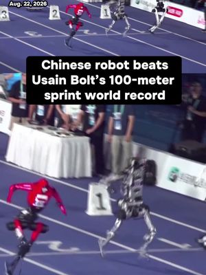 A humanoid robot has beaten Usain Bolt's 100-meter sprint record at the World Humanoid Robot Games in Beijing, China on Saturday. The robot, made by Beijing-based X-Humanoid, was able to run the 109 yards in 9.39 seconds, beating the 2009 record of 9.58 seconds set by the Jamaican athlete. #robot #china #olympics #usainbolt 