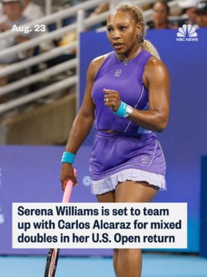 Serena Williams will return to the U.S. Open for the first time since 2022, teaming up with men’s star Carlos Alcaraz for a mixed doubles match.