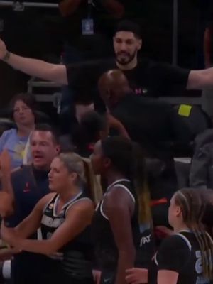 Enes Kanter Freedom kicked out of the crowd at an #WNBA game. Former #NBA player Enes Kanter Freedom has been removed from the stadium after a verbal exchange with Chicago Sky's Natasha Cloud in their game against the Fever. #Eneskanter #natashacloud #caitlinclark
