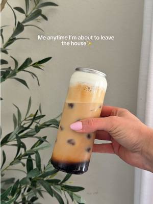 Salted brown sugar latte to go✨☕️ Recipe: - pinch of salt - 1-2 tbsp brown sugar syrup  - double shot of espresso  - Ice  - milk of choice  - vanilla cold foam (optional)  Enjoy🫶🏼 #brownsugarshakenespresso  #cannedlatte #homebarista #coffee