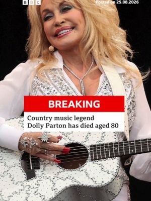 The iconic country musician Dolly Parton has died at the age of 80, her family announced on her social media. #DollyParton #Country #BreakingNews #BBCNews