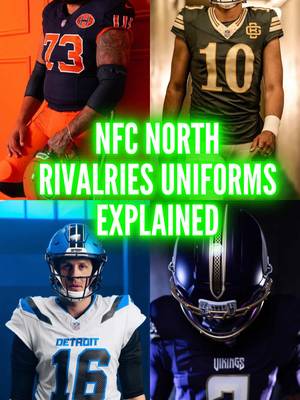 This is a breakdown of all the details included in the new NFL Rivalries Uniforms (NFC North Edition)!  What are your thoughts on these new uniforms? Do you have a favorite or least favorite? 🤔 #nfl #nflfootball #nflrivalries #nfltiktok #nflnews      (Green Bay Packers, Minnesota Vikings, Detroit Lions, Chicago Bears, jersey, helmet, uniform)