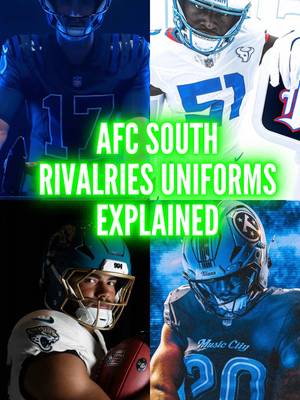 This is a breakdown of all the details included in the new NFL Rivalries Uniforms (AFC South Edition)!  What are your thoughts on these new uniforms? Do you have a favorite or least favorite? 🤔 #nfl #nflfootball #nflrivalries #nfltiktok #nflnews      (Indianapolis Colts, Houston Texans, Jacksonville Jaguars, Tennessee Titans, jersey, helmet, uniform)