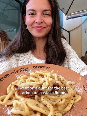 the best carbonara pasta in Rome 🍝 carbonara has always been my favorite pasta. I grew up with my mom cooking that for me. so on my last visit to Rome, I went on a mission to find the best carbonara pasta. I spent countless hours reading reviews online, and asking for recommendations from food experts and locals. then I narrowed down the list to the ones that were coming up most often on recommendations, and decided to try them all in just a couple of days: 🍝 Osteria Fortunata 🍝 Armando Al Pantheon 🍝 Trattoria Vecchia Roma 🍝 Roscioli Salumeria con Cucina watch the video to find out what my ratings were & save this video for your next trip to Rome!