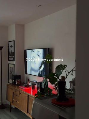 7:00pm in my apartment with @sade  #interiordesign #cozysunday #apartmentherapy #midcenturymodern #homeaesthetic Ambient Lighting, Lighting, Lamps, Home, Modern Home, London Flat, New Home, Old Home, Apartment, Interior, Decor, Living Room, Mid-century modern, Vintage, Chrome, Cozy, Plants, Mid Century, Orange Sofa, Coffee corner bar