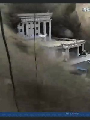 Security camera footage shows the shocking moment flood water crashes through the Nepal-China border area. People are seen running away as the water appears to wipe out everything in its path. #nepal #china #flood 