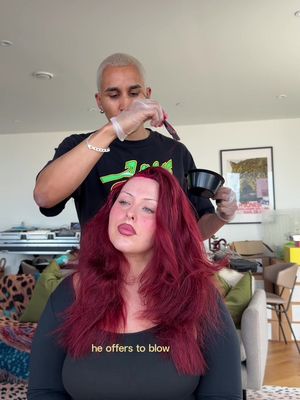 Casius dying my hair red whilst I tell you all the things he does that would put low effort boyfriends into a coma 🥴🥴🥴💞💞💞💞  (We built these bricks through strong communication, boundaries & knowing my worth)  Using @Schwarzkopf Professional LIVE Colour in L75 DEEP RED & L76 ULTRA VIOLET  Finishing products: @osmohair Wonder 10 Leave-In Treatment @Keratin One KÉRASTASE GENESIS ANTI-HAIR FALL NOURISHING & FORTIFYING HAIR SERUM @L'Oréal Paris UK L’Oreal Paris Elvive Bond Repair Serum @Color Wow UK dream coat extra strength  @ghdhair heat protector spray  GHD HELIOS PROFESSIONAL HAIR DRYER