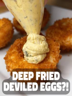 Y’all remember this recipe?! 👀🔥 I know y’all loved my 10-5-10 egg method the other day, so I figured it was about time we brought this one back! We’re making Deep Fried Deviled Eggs! 🥚🔥 Crispy on the outside, creamy and flavorful on the inside, and definitely not your average deviled egg. If you’ve never tried a deep-fried deviled egg, this is your sign. 👀 Get the full recipe here: Ingredients 1-2 tbsp Dan-O’s Original Seasoning Dan-O’s Chipotle Seasoning 12 hard boiled eggs ½ jalapeno, diced ½ pickle, diced ¼ cup mayonnaise 1 tbs Dijon mustard 1 cup flour Egg wash 1 cup Panko bread crumbs Preparation Instructions Boil and peel eggs. Slice in half and remove yolks. In a bowl mix together egg yolks, mayo, Dijon, and Dan-O’s Seasoning. Add to a piping bag. Dip egg whites in flour, egg wash, and then panko. Deep fry until they float. Remove and pipe yolk mixture back in egg white. Sprinkle with Dan-O’s Chipotle Seasoning, serve and enjoy!