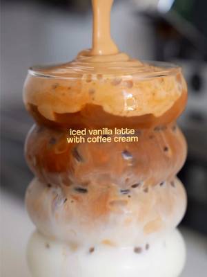 make it extra creamy today with coffee cream #fyp #icedcoffee #icedlatte #foryou #homecafe 