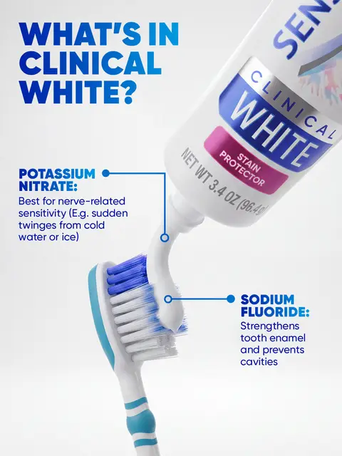 Our formula inside Sensodyne Clinical White is meticulously crafted to help reduce teeth sensitivity. Try it to see how its ​ formula can make a difference in your oral care. 🔬​