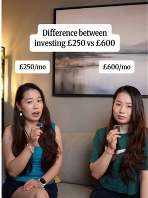 Difference between investing £250/mo vs £600/mo 📈 Not financial advice. Illustration only. #investment #PersonalFinance #compoundinterest 