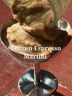 It’s still Summer and very much still hot. 🥵☕️❄️ Frozen Espresso Martini  1.5 oz vodka  .5 oz coffee liqueur  1 oz heavy cream .75 oz simple syrup  Dash of cinnamon  1 cup espresso cold brew cubes (I used store-bought) Cocoa powder for topping  Espresso beans for garnish  Blend all ingredients until smooth. Dust with cocoa powder and garnish with 3 espresso beans. #espresso #espressomartini #frozenespressomartini #summerdrinks #frozendrinks