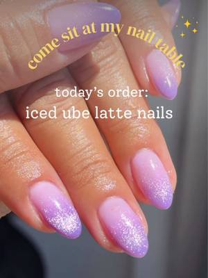 today’s order: iced ube latte nails 💜✨ not literal, just the vibe. #NailTok #CatEyeNails #PurpleNails #NailArt #NailInspo 