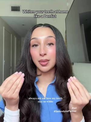 A whiter smile shouldn't come at the cost of comfort ✨ Sensodyne Whitening Toothpaste is formulated to gently whiten teeth while helping care for sensitivity, so you don't have to choose one over the other. 📹: @reemabassoumi