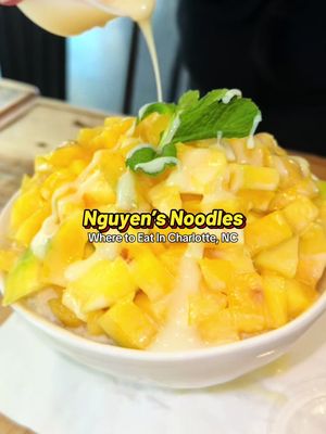 🍨 Nguyen’s Noodles - Charlotte, NC  @Nguyen’s | CLT, NC Asian Eats  Shoutout to my girl Glor for coming with me to try everything! @thesaltedmango  What we ordered: 🍵 Iced Matcha Latte 🥭 Mango Tea with Lychee Jelly 🍜 Pad Thai (Tofu & Chicken/Shrimp) 🥟 Dumplings 🍗 Popcorn Chicken  🍨 Bingsu - Mango and Honeydew topped with sweetened condensed milk. Not too sweet, cold, resfreshing and topped with fresh fruit 🥰 #charlotte #thingstodo #WhereToEat #asianfood #bingsu 