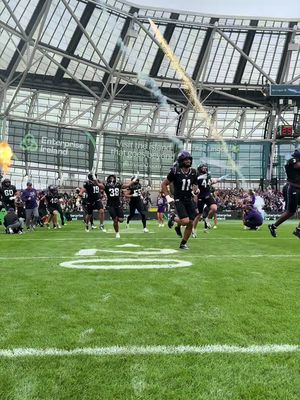 Electric ⚡️  @TCU Football enter the field for the Aer Lingus College Football Classic 🏈☘️ #MuchMoreThanAGame | #TouchdownDublin |#TouchdownIreland