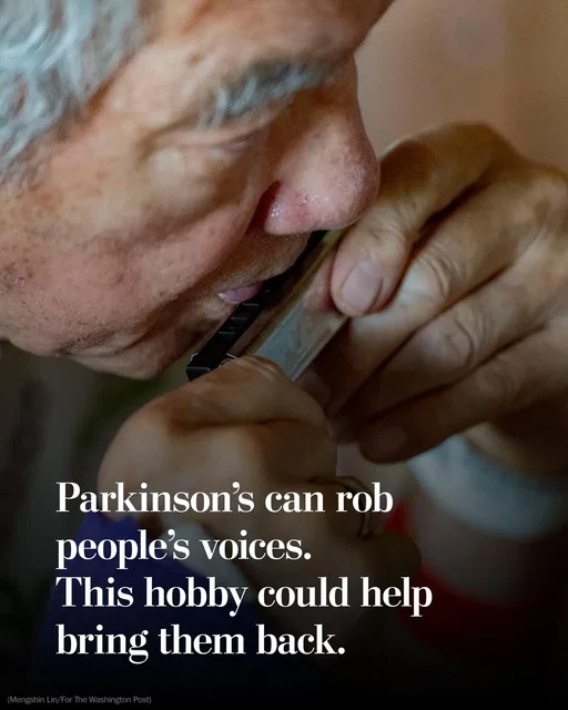 Many people with Parkinson’s and their loved ones say that communication challenges brought on by the disease is one of the hardest parts of living with it. When Neal Tomita was diagnosed with Parkinson’s at 55, he and his wife Cheryl Lippman tried everything to combat his symptoms and delay the progression of the disease. About two years ago, Tomita and Lippman together picked up an unexpected hobby that they say has helped him get his voice back: playing the harmonica. More from The Washington Post at the link in our bio. #parkinsons#musictherapy#harmonica #health
