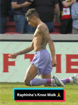 🙏 Raphinha walking the length of the Brentford pitch on his knees after surviving on the final day of the 2021/22 #PremierLeague season 