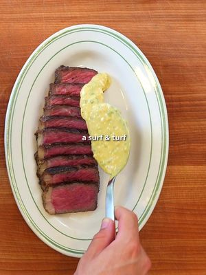 The BEST sauce for surf n turf. Detailed recipe including the steak and shrimp is on Provecho! 🔗 Link in bio #steak #shrimp #surfnturf #bearnaise #Recipe 