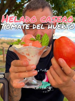 Publi.🍅HELADO CASERO🍅 “Tomate del huerto” Como siempre, con un buen género y cariño nada puede salir mal  No sabéis la de tiempo que llevaba la jefa pidiéndome una máquina de estas, mil gracias @Ninja Kitchen ES por esta oportunidad.  #publicidad, @ninjakitchenes, #NinjaCREAMi