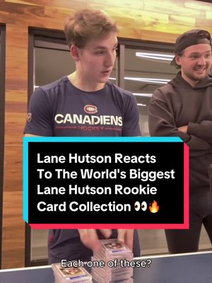 One of the NHL’s best checks out the most expansive Lane Hutson hockey card collection in the world 📈🔥 #canadiens #habs #collectibles #NHL 