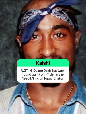 Duane 'Keffe D' Davis has been found guilty in the m*rder of Tupac Shakur. Prosecutors leaned on circumstantial evidence and Davis' own admissions to seal the case, while the defense tried to paint their client as unreliable. Thirty years later, one of hip-hop's biggest mysteries finally has closure. 🕊️🎤 Kalshi users give a 75% chance of 2Pac above 3.8B streams this year.   #Tupac #KeffeD #JusticeForPac #TrueCrime #HipHopHistory