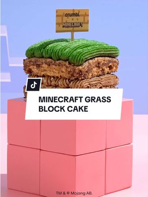 We built this one block by block. 🟩 Dig into the Minecraft Grass Block Cake this week! #Crumbl #CrumblMinecraft 