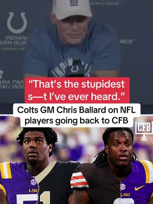 Colts GM Chris Ballard didn’t hold back on NFL players returning to CFB 😳 (via: @Indianapolis Colts) #nfl #cfb #colts