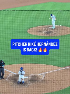 Kiké Hernández pitches for the Dodgers for the first time this season (without his pitching helmet) and put together a shutout 9th inning with only one hit 🫡 Kiké also singled just minutes later. #dodgers #dodgerstadium 