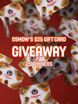 DAY 2/25 ❤️🇨🇦🤝 Enter for your chance to WIN 1 of 25x, $25 Osmow’s gift cards. To Enter: - Must be following @osmows - Tag 2 friends in the comments - ✨ BONUS ✨ Share on your story for an additional entry. Contest closes on September 5th, 2026 @ 10AM EST. 25 winners will be randomly selected on September 5th, 2026 @ 1PM and notified via direct message. *Terms and Conditions apply. #osmows #25daysofgiveaways #anniversary #giveaway #prize