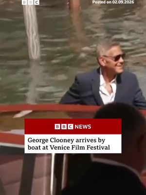 George Clooney signed autographs for fans after he arrived by boat for a Venice International Film Festival press conference. Clooney is being awarded the Golden Lion for Lifetime Achievement award at the festival. #GeorgeClooney #VeniceFilmFestival #Venice #CelebNews #Showbiz #BBCNews
